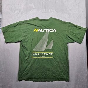 Vintage Nautica T-Shirt Mens XXL Green Sailboat Challenge Graphic Made in USA
